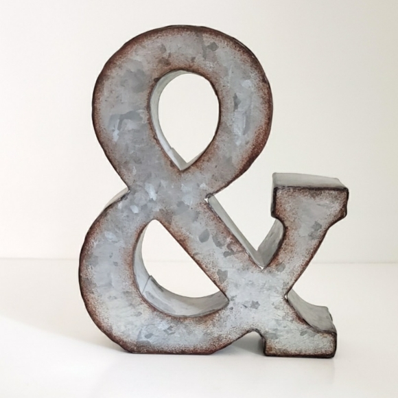 Galvanized Metal 7" Ampersand & Wall or Shelf Decor - Picture 1 of 3